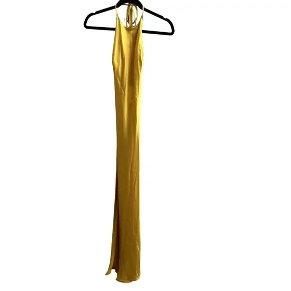 Reformation Jeany Silk Dress Turmeric - Picture 2 of 5